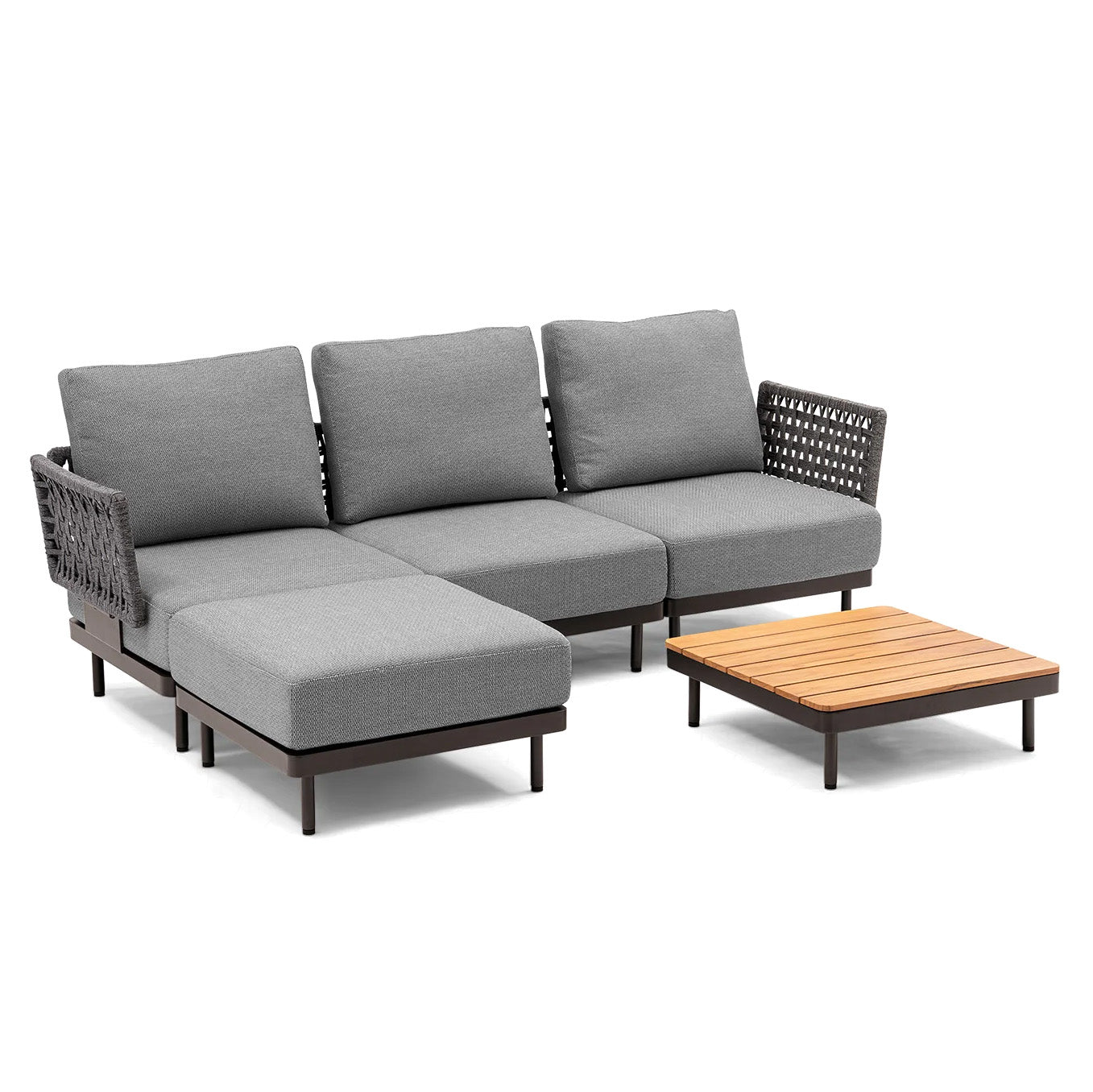 Patio Woven Rattan Sectional Couch Set
